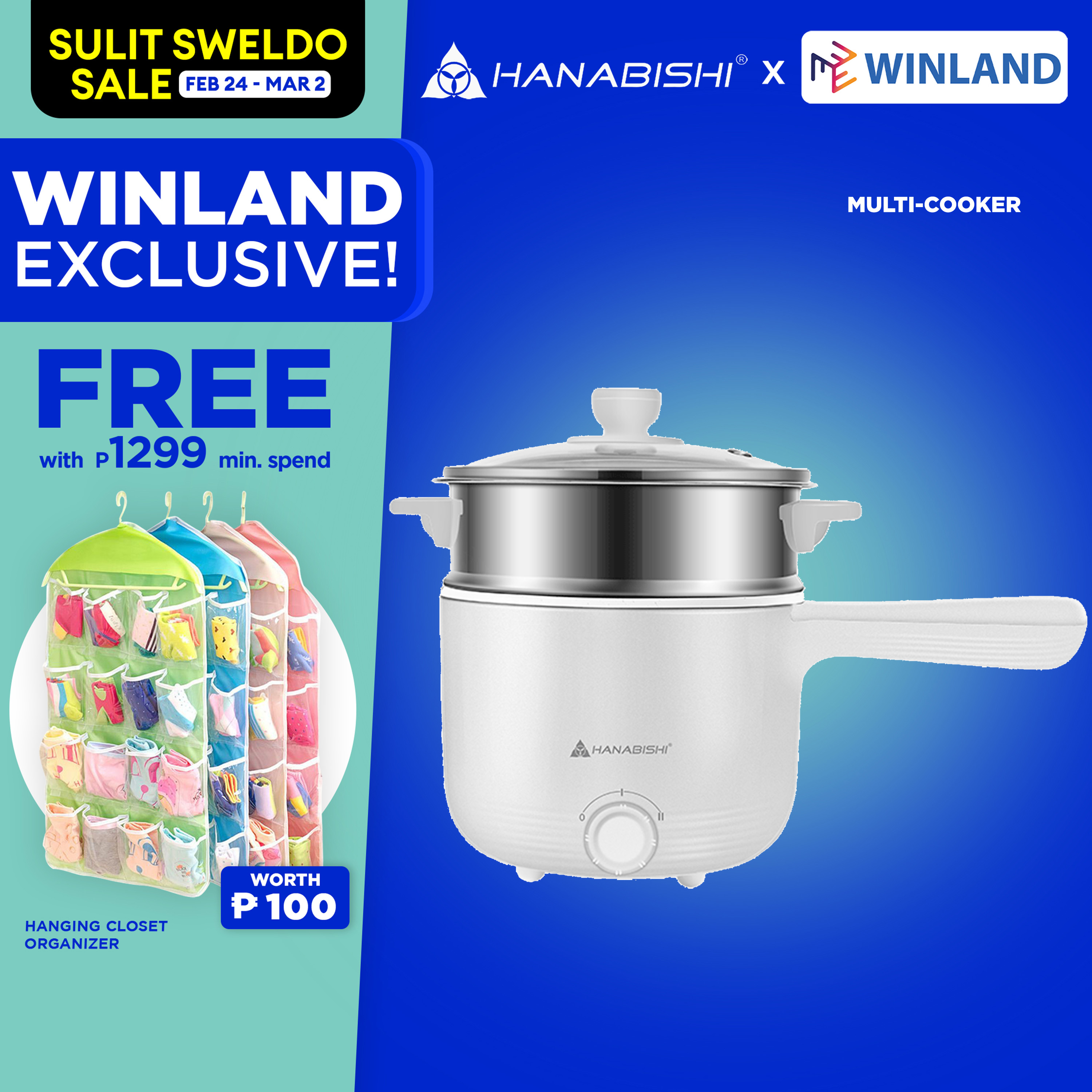 HANABISHI by Winland 1.2Liters MultiFunction Cooker Electric Mini