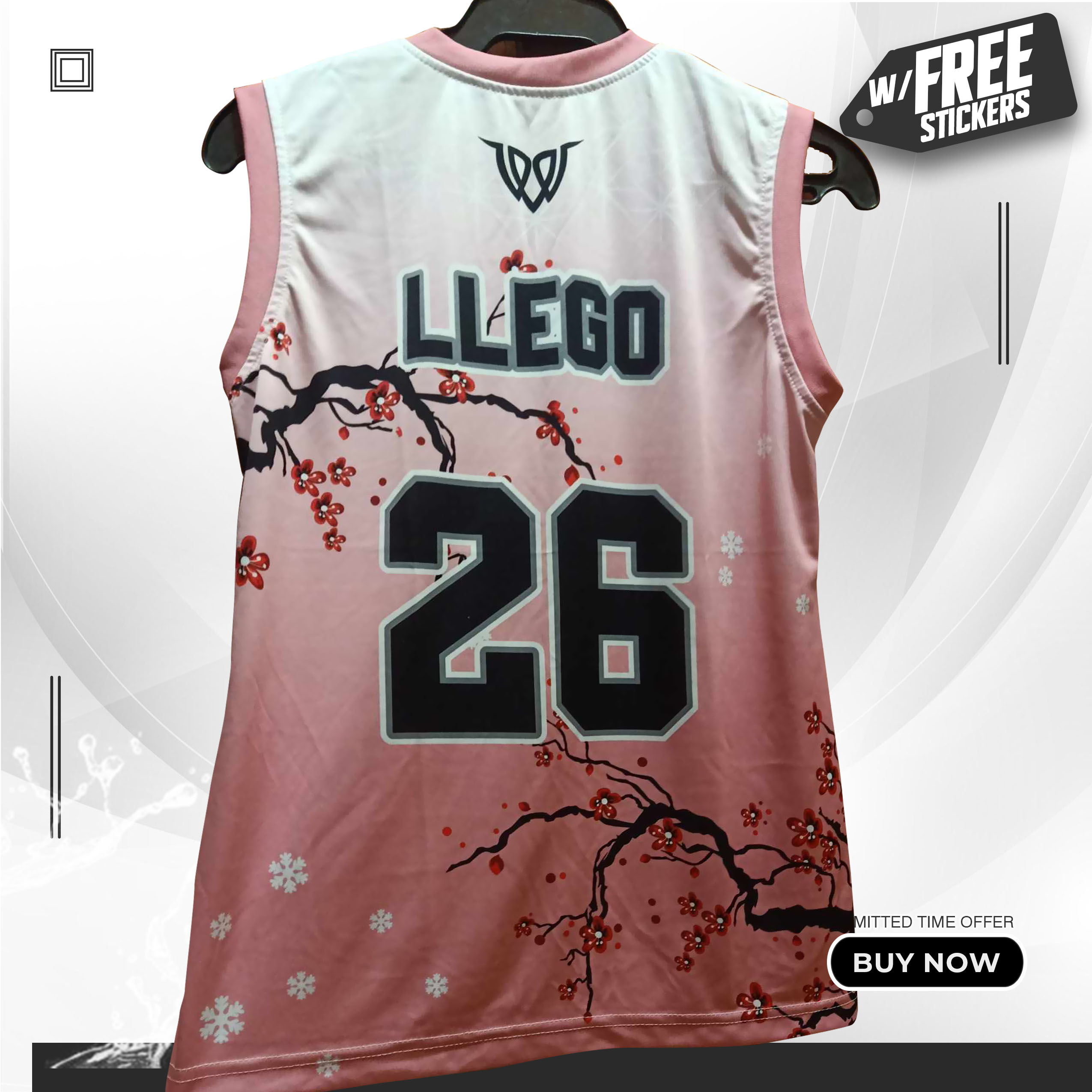 Basketball jersey japan cherry blossom design DriFit Muscle Fit