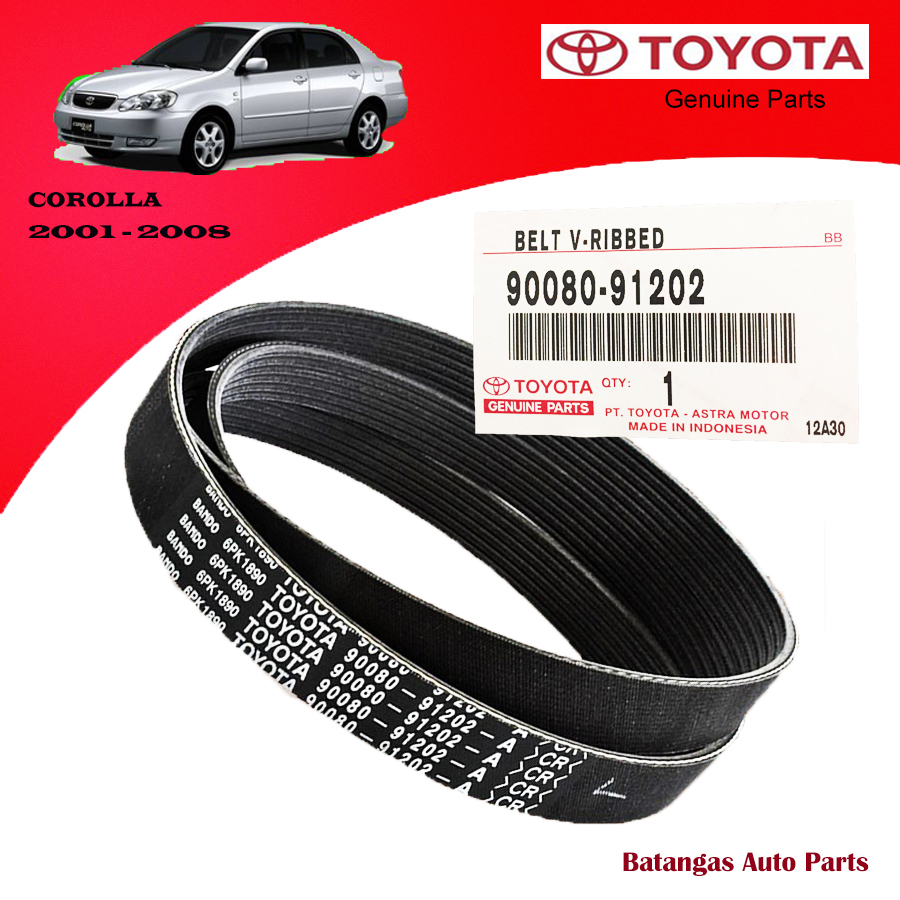 GENUINE TOYOTA ALTERNATOR BELT 9008091202 ( 6PK1890 ) for COROLLA 2001