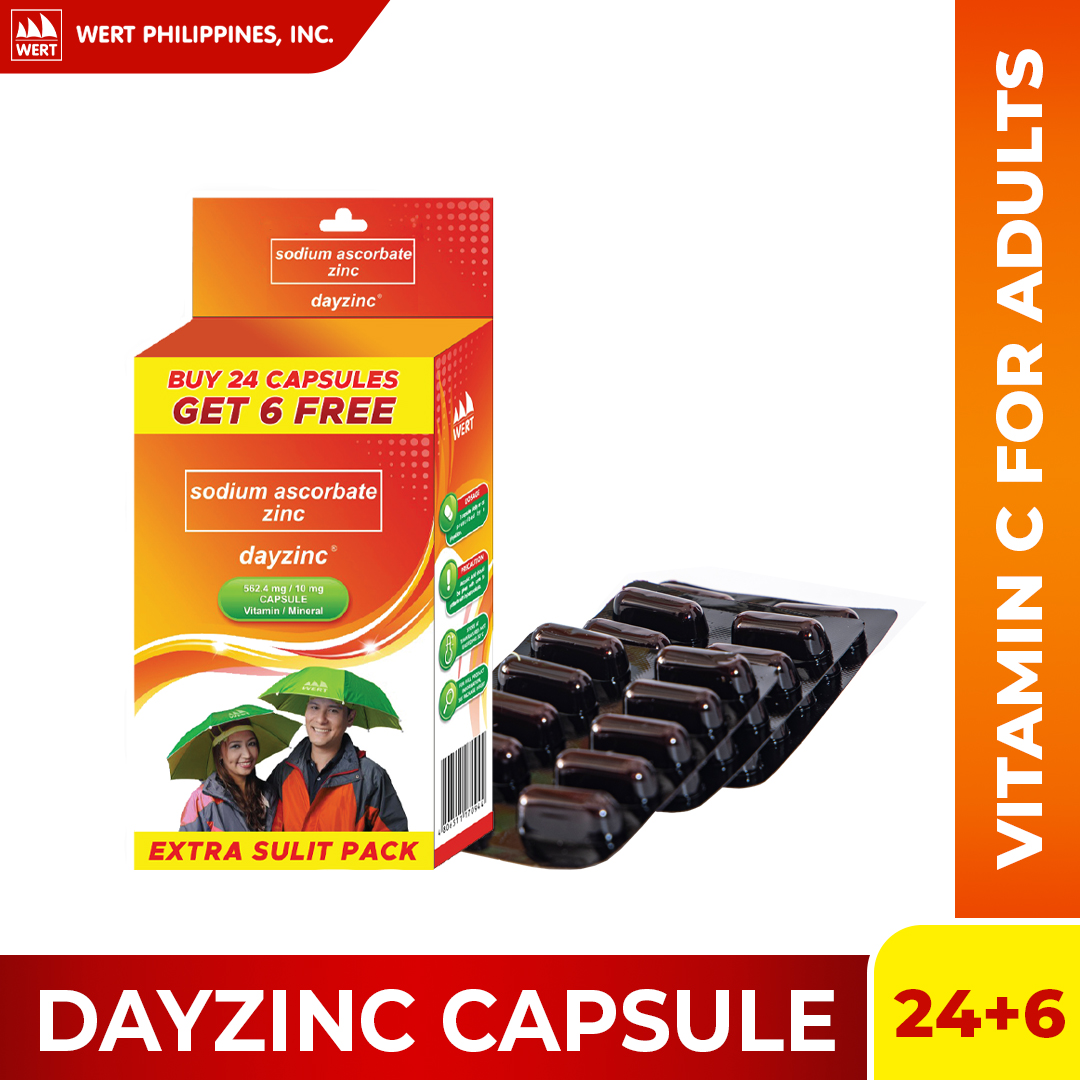 Dayzinc Capsules (24+6 capsules) Vitamin C + Zinc Lazada PH