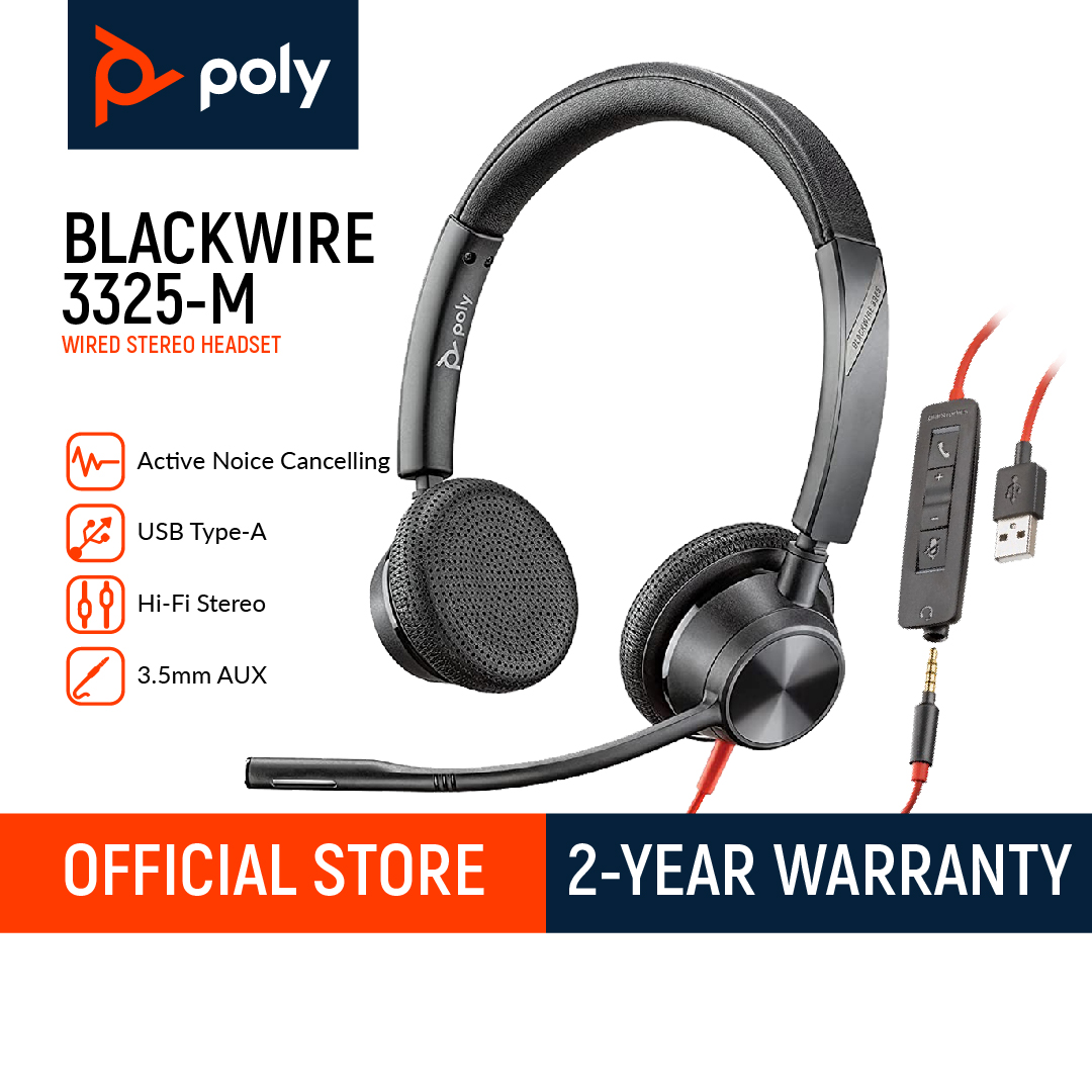 Plantronics Blackwire 3325-M USB-A with 3.5mm Jack for Mobile/Tablet  Connectivity Stereo Headset Lazada PH