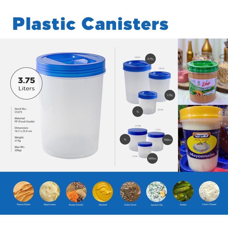 Plastic Canister 1.75L with handle Container Food Grade Storage