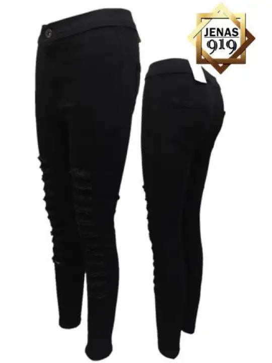 black ripped high wasted jeans