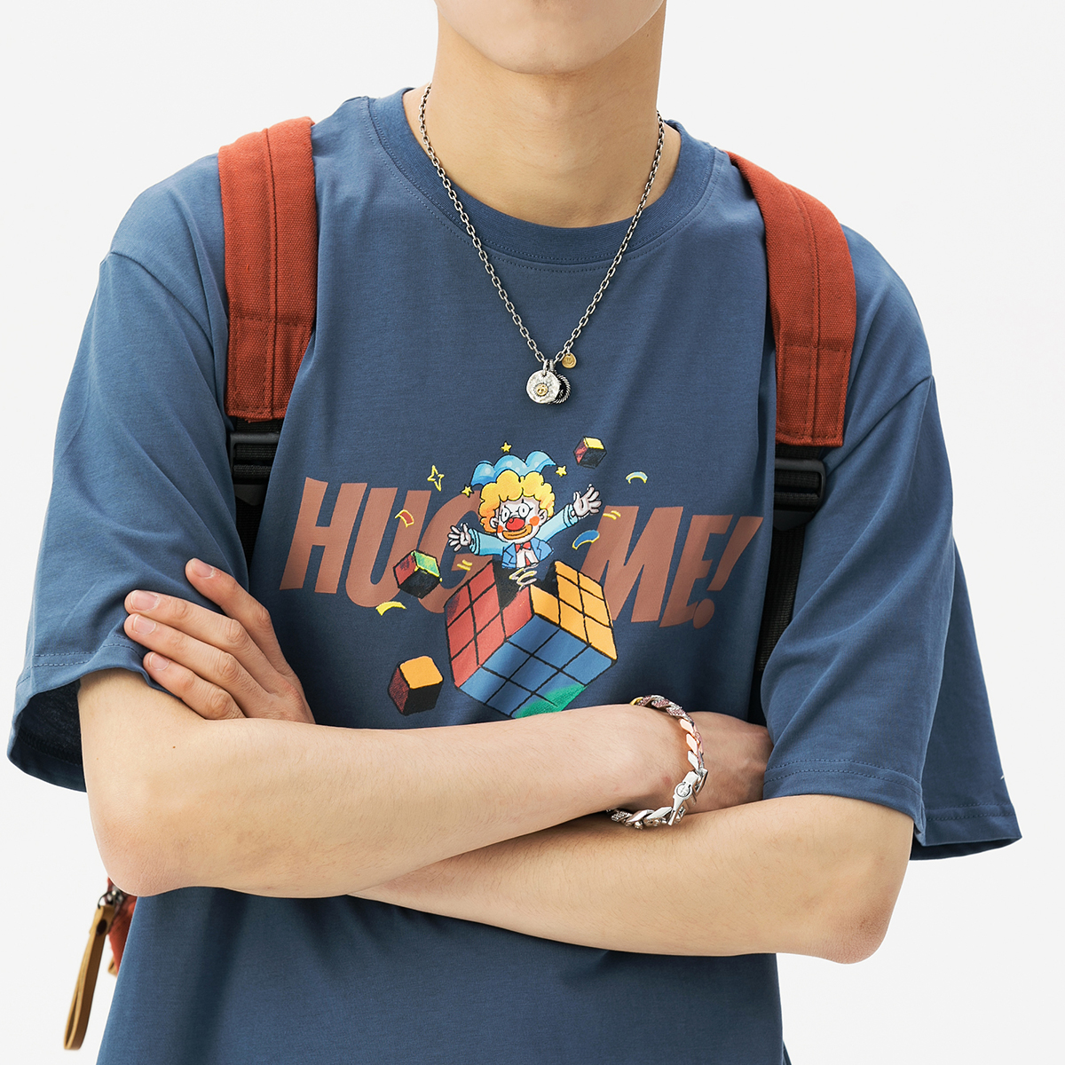 Men T Shirts Graphic Fashion Round Neck Short Sleeve Slim Fit Rubiks Cube Print Casual Cotton Tops Tees 