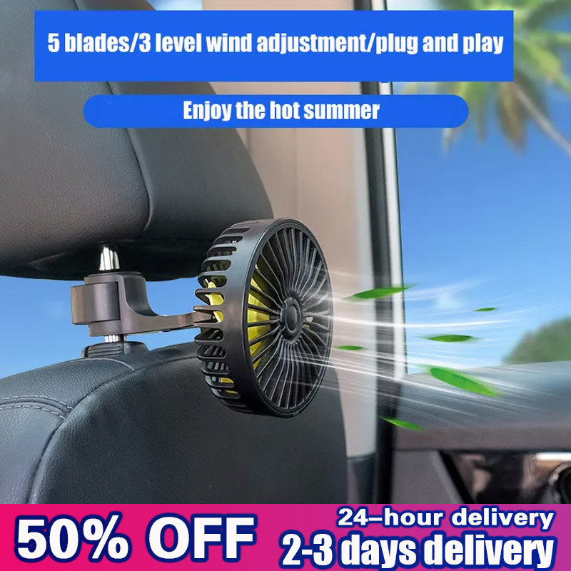 Car Fan USB Auto Dashboard Seat Fan 12V Summer Cooling Fan 360 Degree  Adjustable High Speed Mute Car Fan