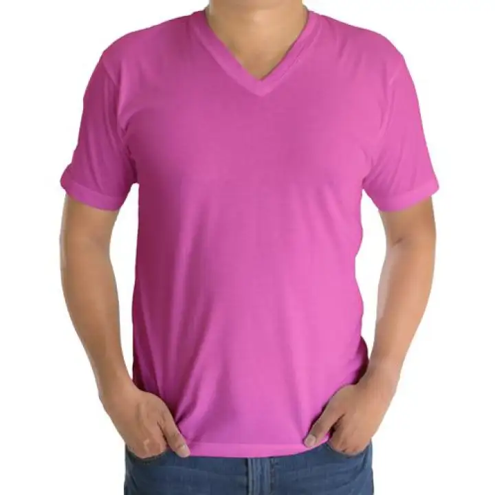 pink v neck t shirt mens