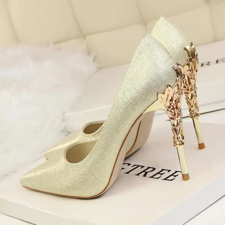 gold thin heels