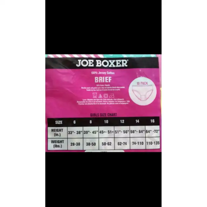 Joe Boxer Briefs Size Chart