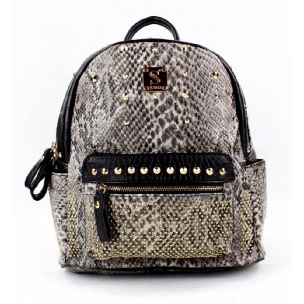 Studded Leather Backpack Korean School Bag Backpack Korean Leather
