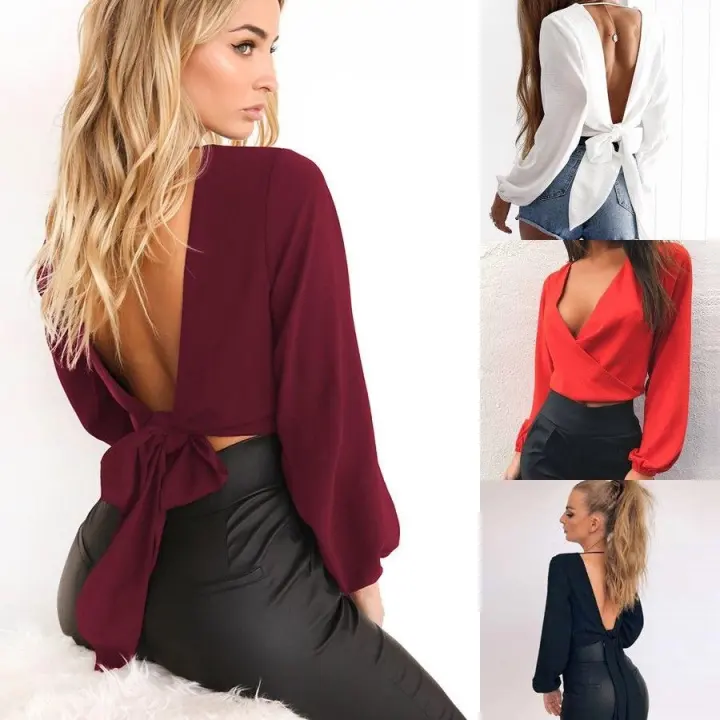 backless long sleeve shirt