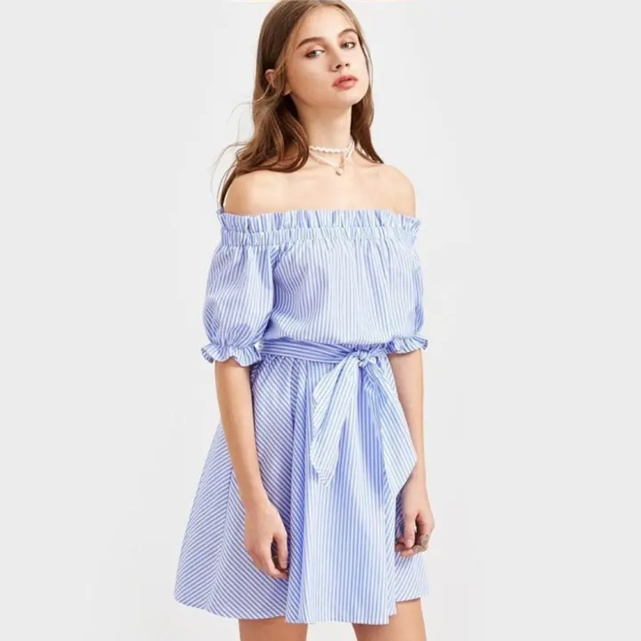 dress with belt on shoulder