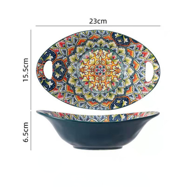 Bohemia Ceramic Plates Bowl Set Soup Bowl Ceramic Dish Set Bowls for