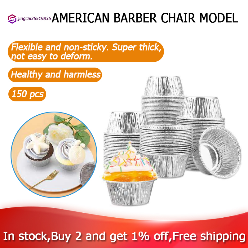 150 Pcs Aluminum Foil Cupcake Cups Ramekin Muffin Baking Cups, Disposable M  N1P1 194912454454