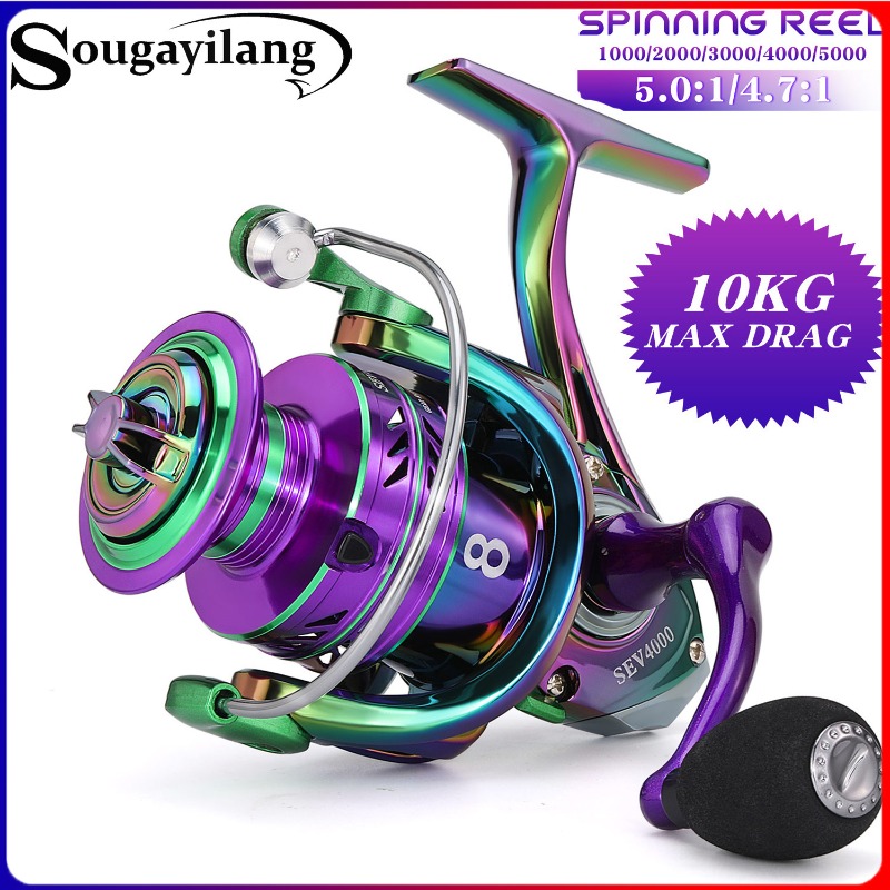 Sougayilang Spinning Fishing Reels 1000~5000 Series 5.0:1 / 4.7:1 Ear Radio Spinning  Reel Gear Radio Max Drag 10Kg for Bass Pike