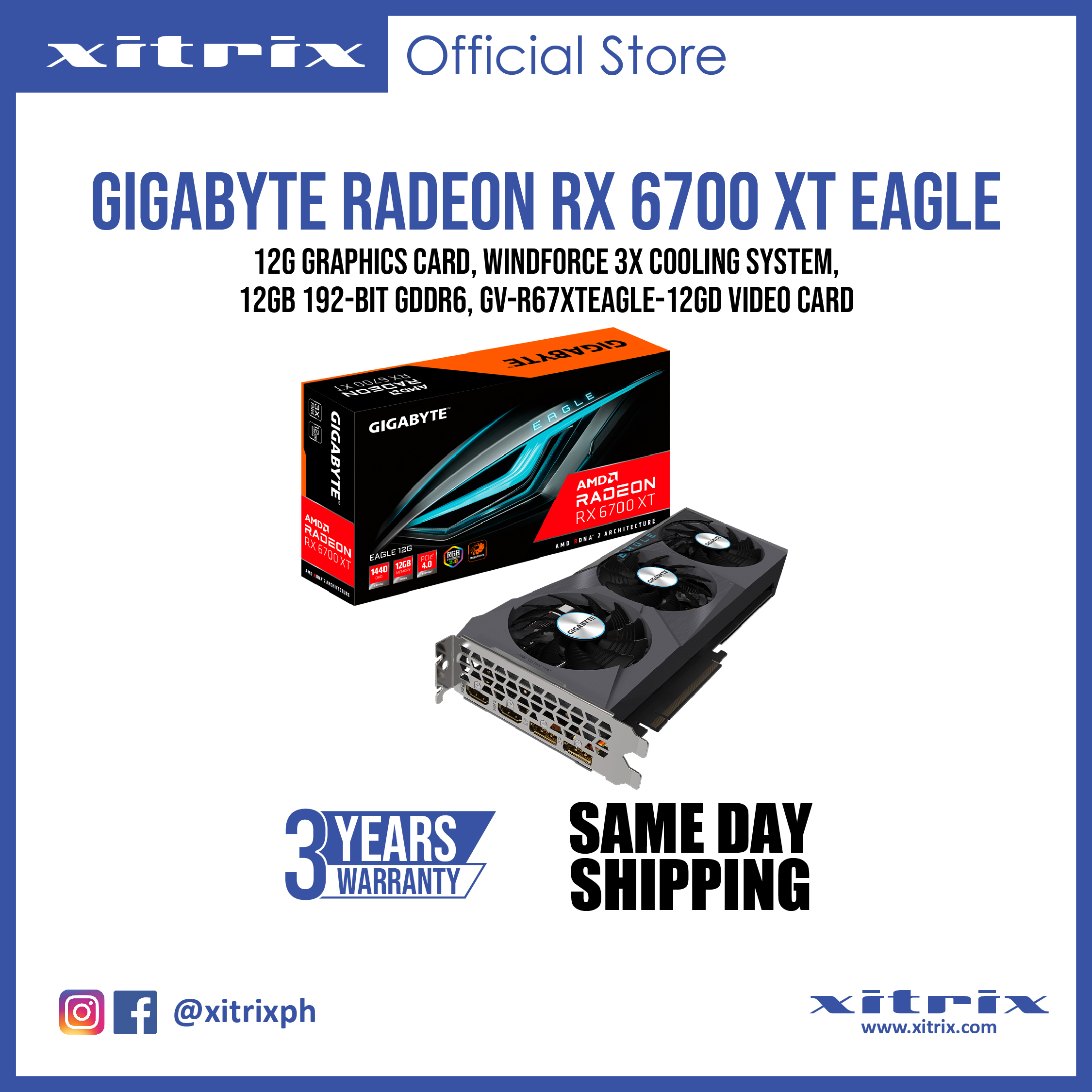 GIGABYTE Radeon RX 6700 XT EAGLE 12G Graphics Card WINDFORCE 3X