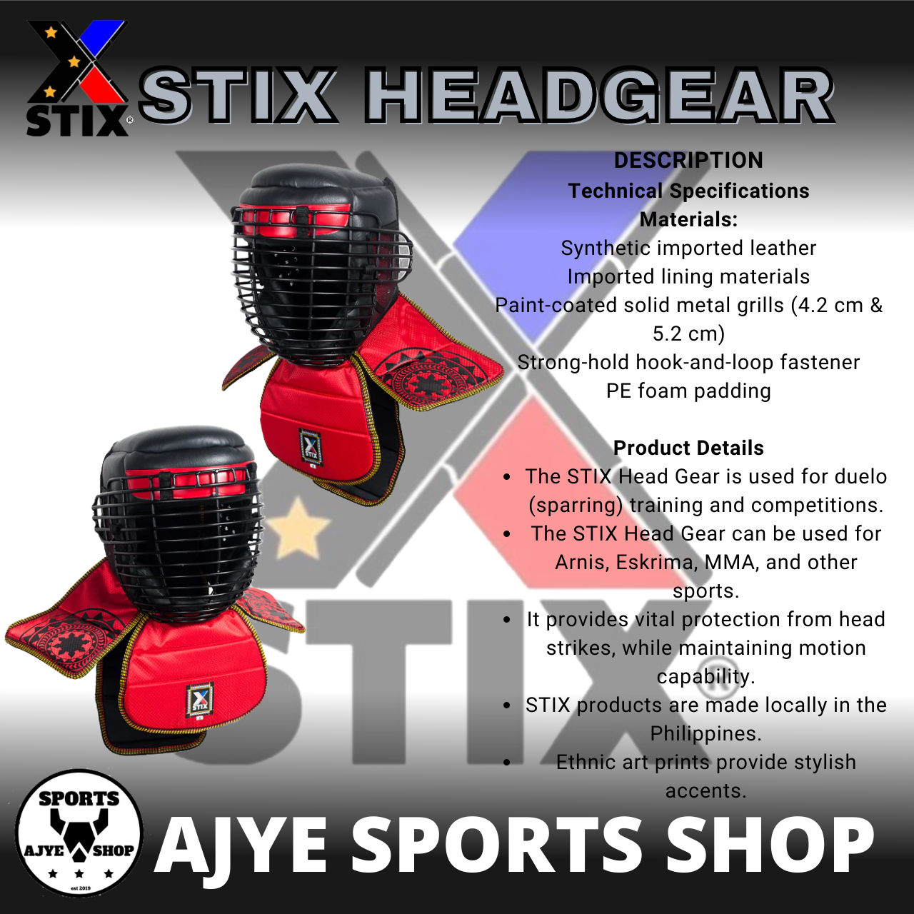 STIX ARNIS ESKRIMA HEADGEAR (PREORDER) Lazada PH