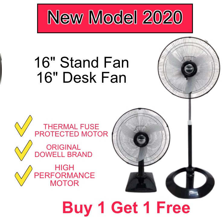 DOWELL ELECTRIC FAN HIGH PERFORMANCE MOTOR 16" DESK FAN AND 18" STAND