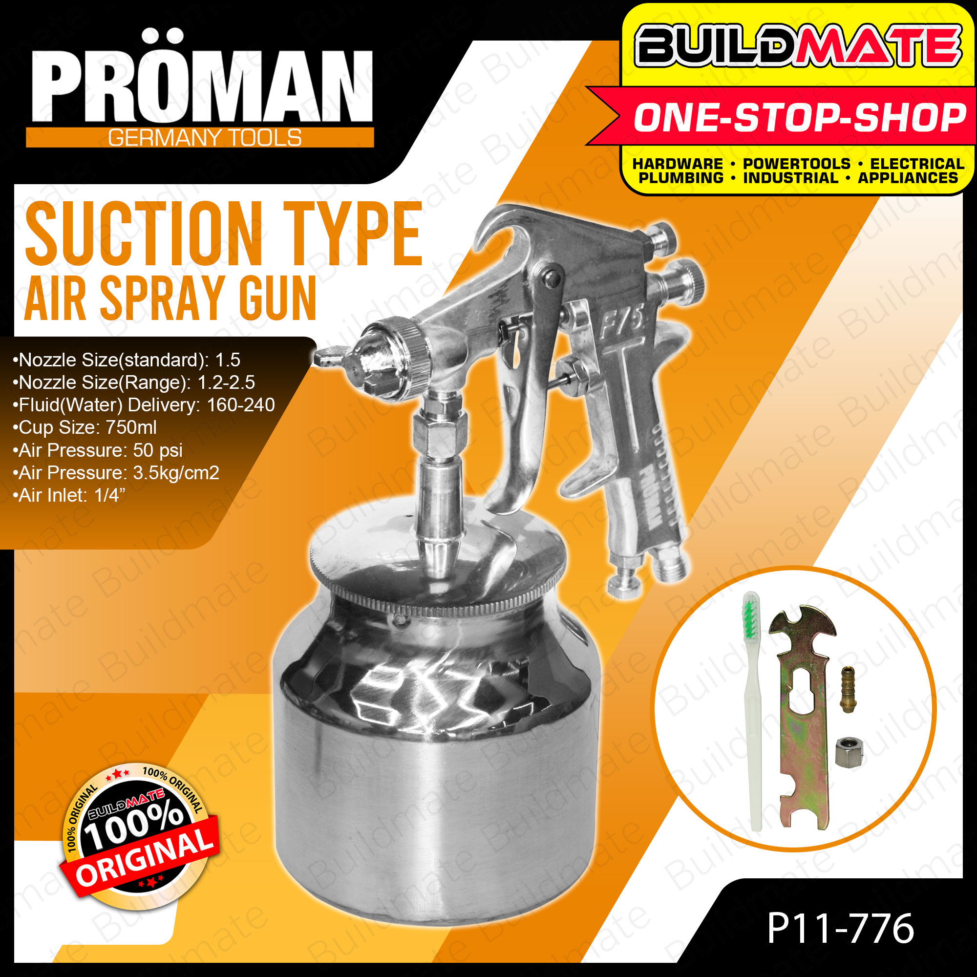 PROMAN Gravity Type Air Spray Gun 750ml Professional Air Paint Sprayer Spray Guns P11776