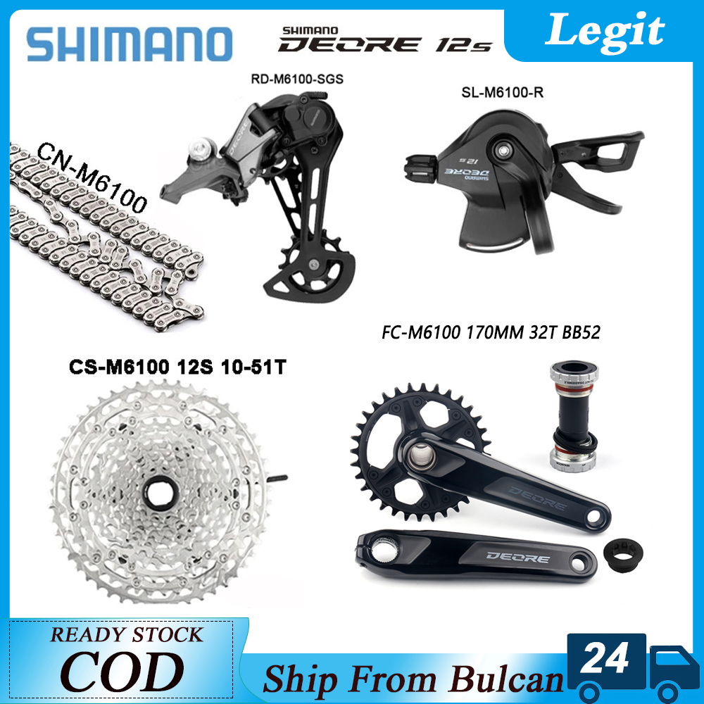 Shimano DEORE M6100 12S Groupset FC M5100 M6100 32T 170MM HG MS Cassette SL RD M6100 MTB Bike 12 Speed 51T 46 50 52T for Shimano K7 Kit Lazada PH