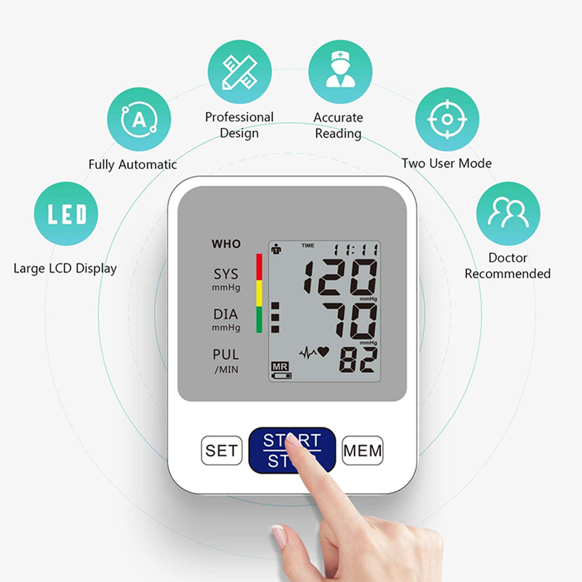 Blood Pressure Machine-Extra Large Upper Arm BP Cuff- Digital BP Monitor  for 2 Users Pulse Rate Monitoring Meter Automatic Blood Pressure Cuff with  2x90 Memories USB Cable-Large Cuff 9-17in(22-42cm)