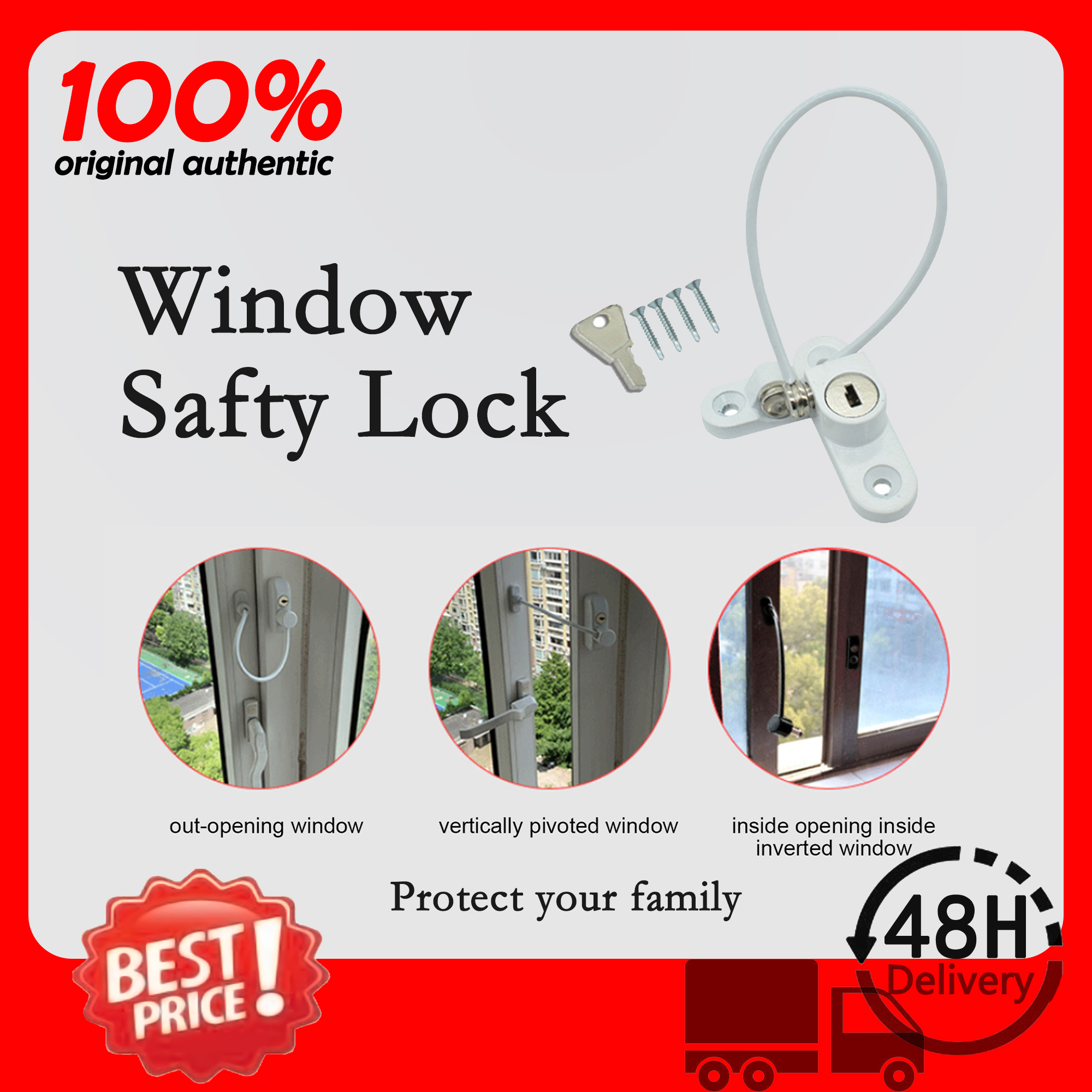 Children Safety Window Restrictor Window Limit Lock Antifalling Baby