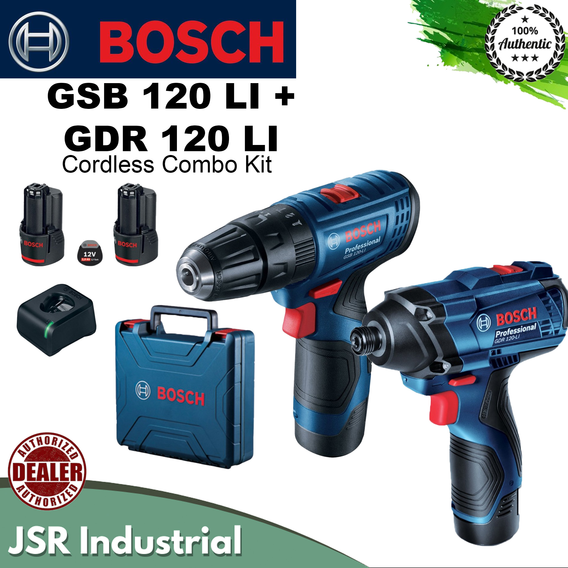 BOSCH GSB 120LI + GDR 120LI Combo Kit Set Cordless Drill Driver [JSR