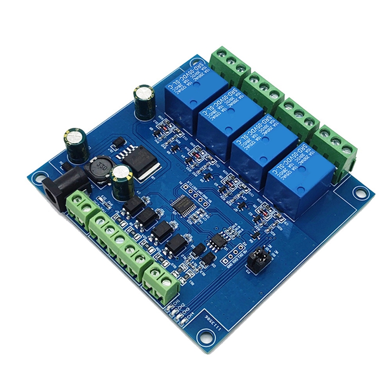 Modbus RTU 4 Way Relay Module 7-24V Relay Module Switch RS485/TTL Input and Output with Anti Reverse Protection