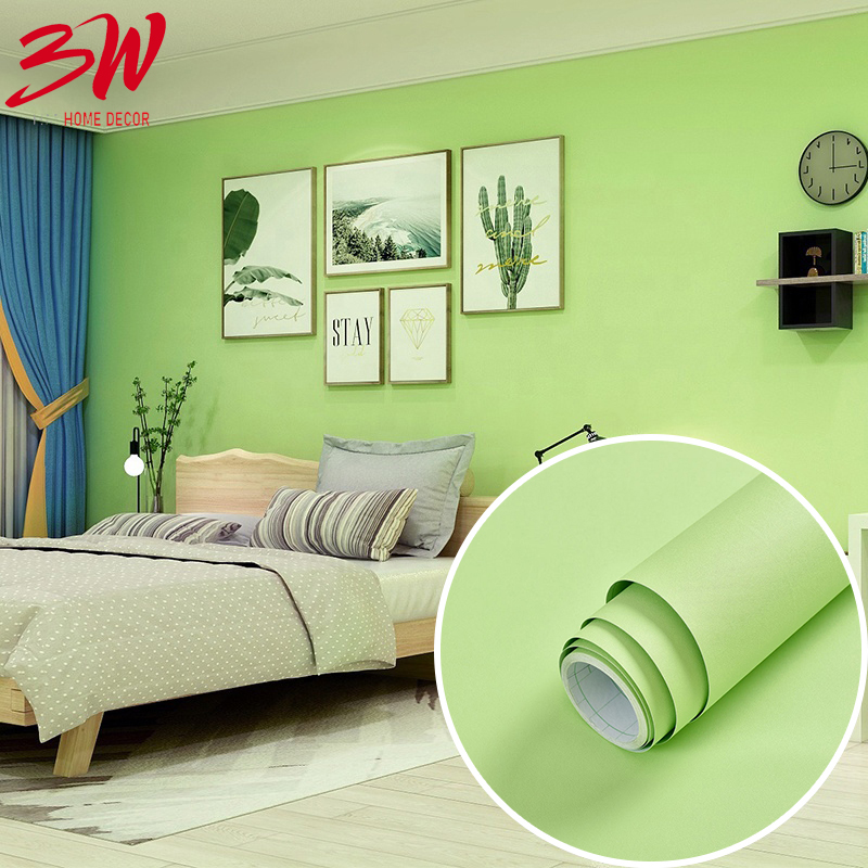 Hm Wallpaper Plain Green Self-adhesive Pvc Material Wall Sticker For 