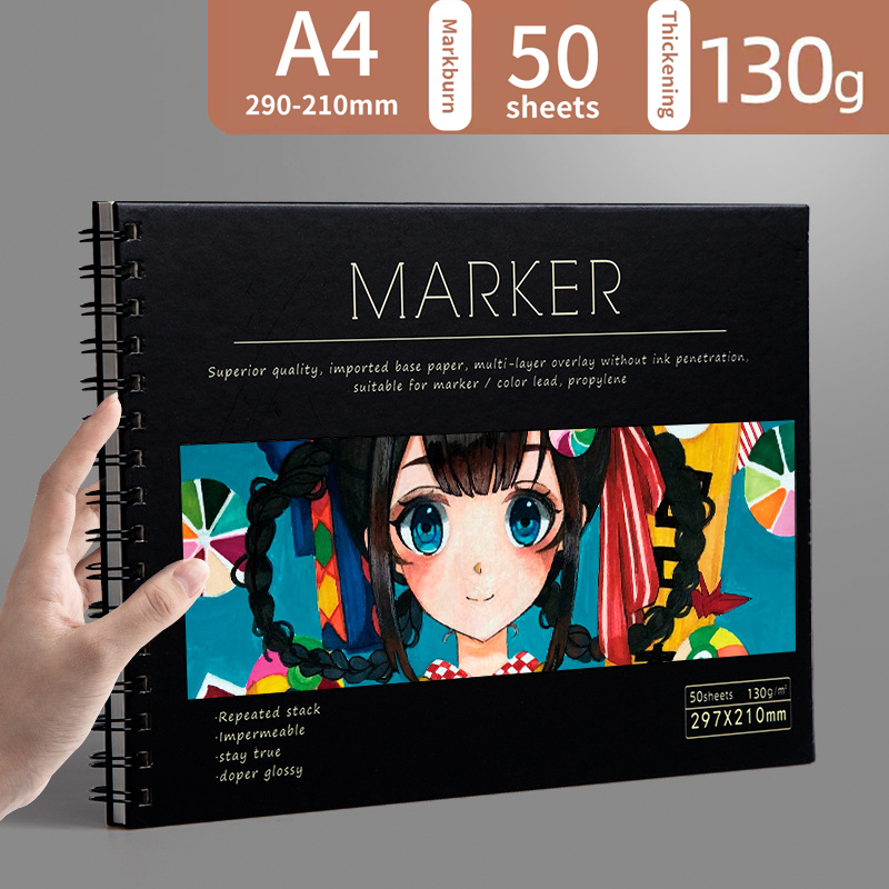 A4/8K/16K Spiral Bound Sketch Pad Sketch Book 50 Pages for Marker Pens  Pencils sketchbook
