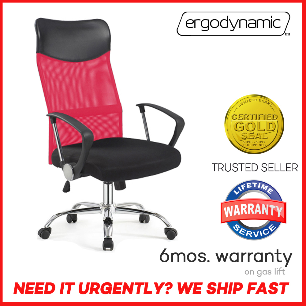 Ergodynamic EHC77P RED High Back EXECUTIVE Mesh Office Chair, Work