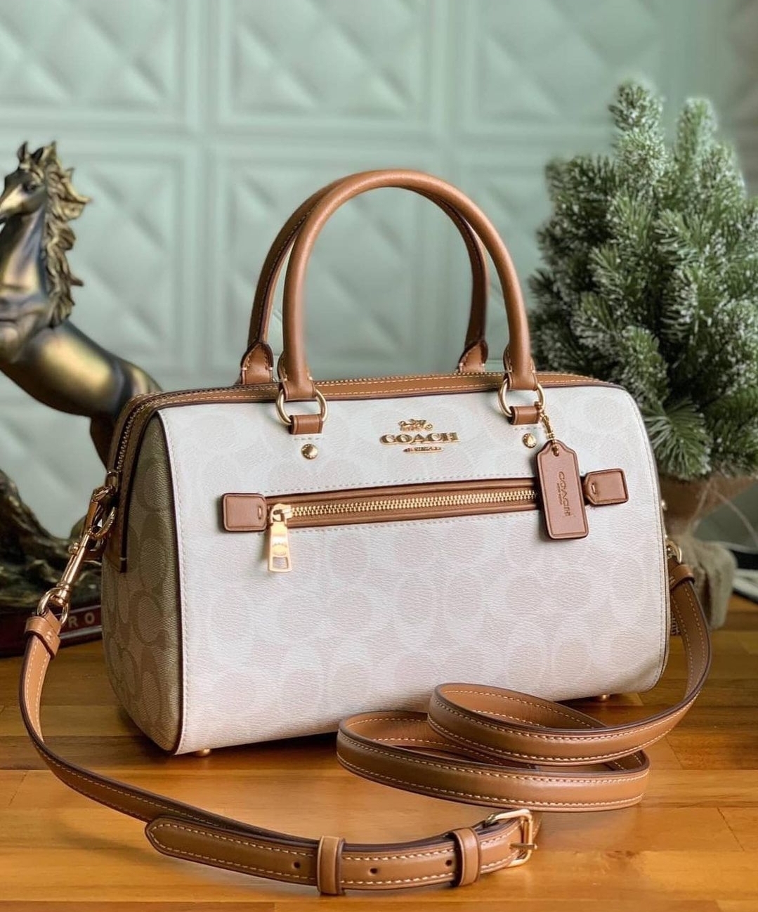 Coach Rowan Satchel in Blocked Signature Canvas in Chalk/Glacier White  Multi (CA149) RM800.00 Signature coated canvas and smooth leather Inside  zip and, By Usaloveshoppe