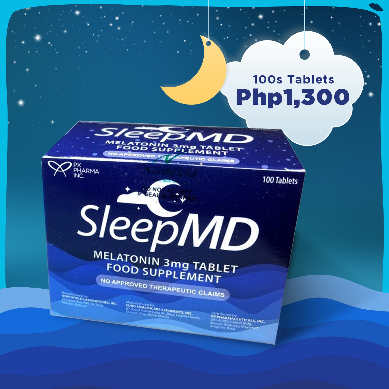 SleepMD Melatonin Sleep Aid 3mg (1 box, 100 tablets) Sleeping