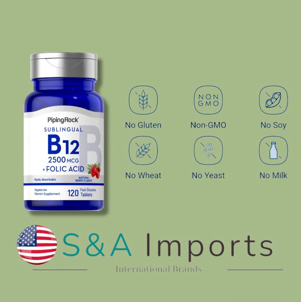 VITAMIN B12 2500mcg + Folic Acid 400mcg x 120 Tablets Vitamin B12 / B