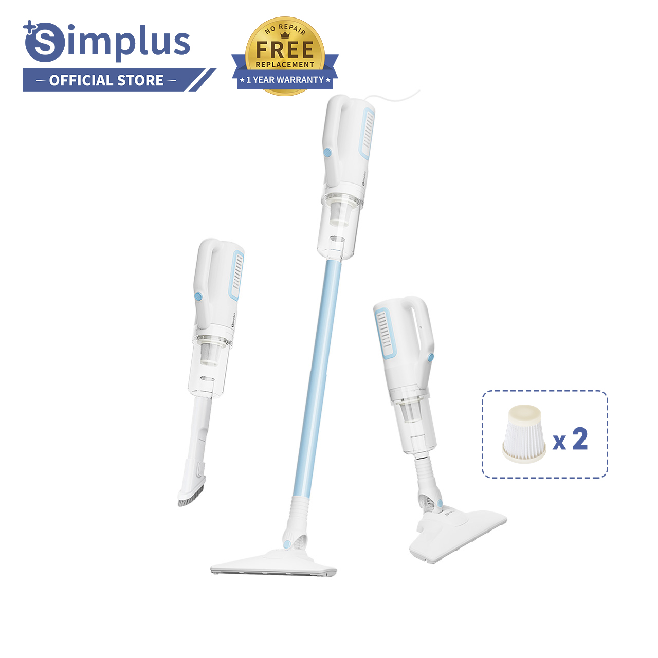 Simplus Upgraded 3 In 1 Vacuum Cleaner Portable Vacuum Cleaner Ultra Quiet 17000Pa Strong