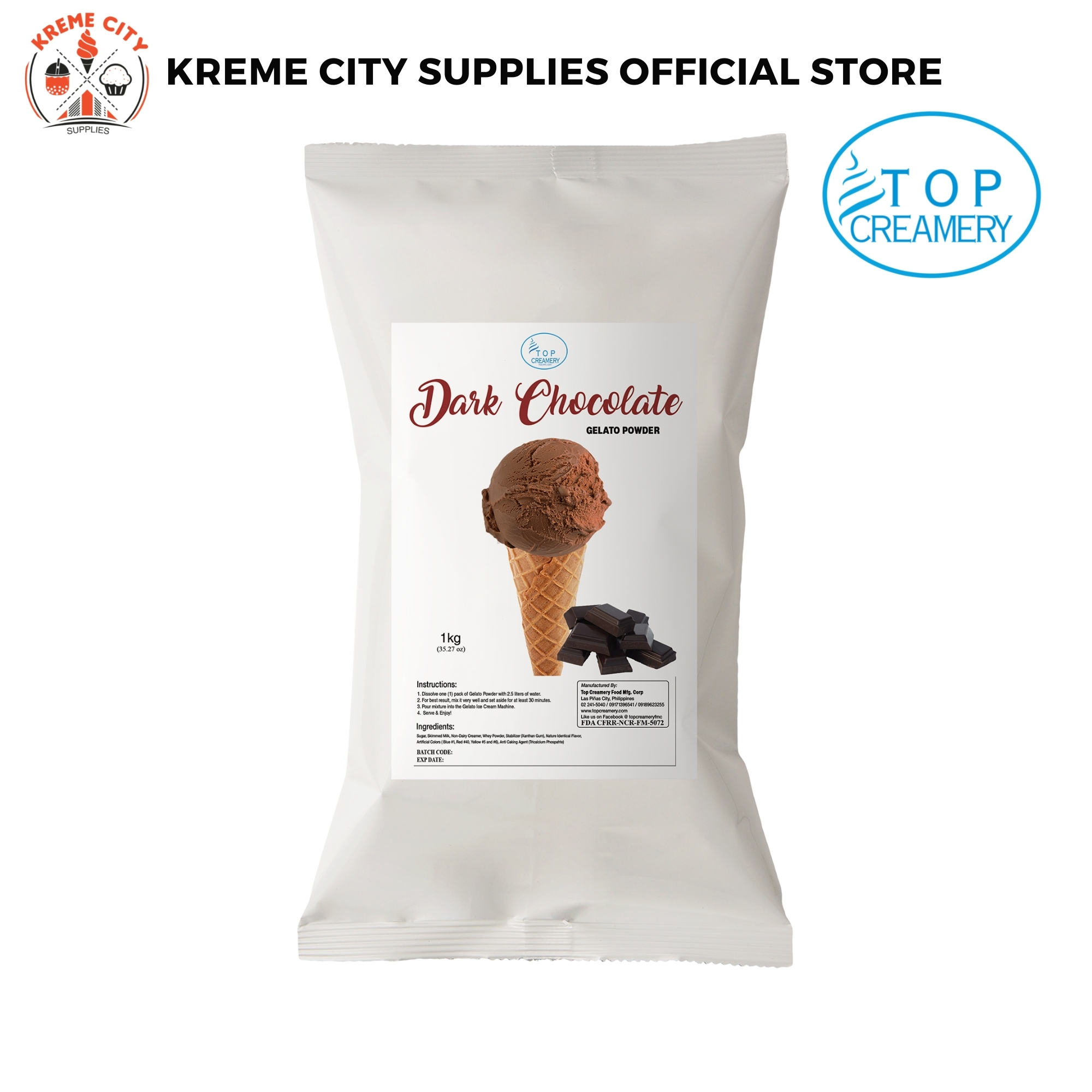 Top Creamery Gelato Dark Chocolate Ice Cream Powder 1kg Lazada PH