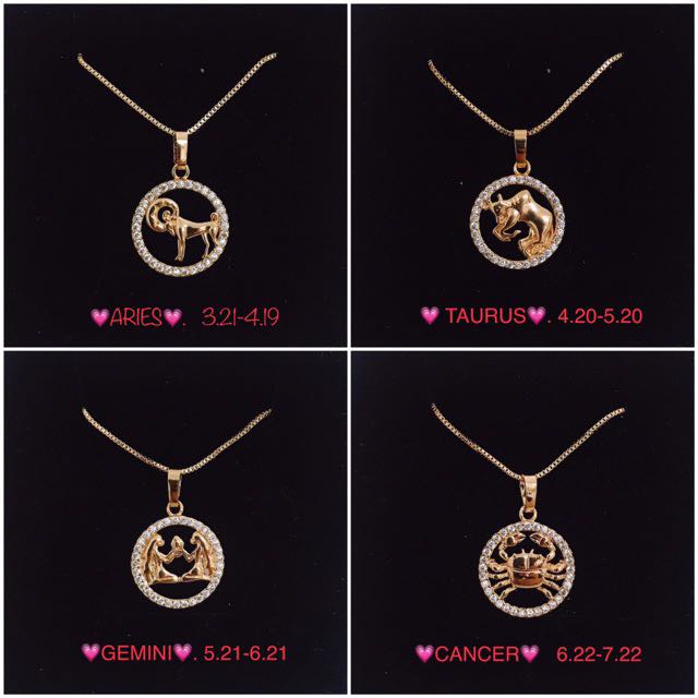 Rose Gold Zodiac Sign Necklace with Box 