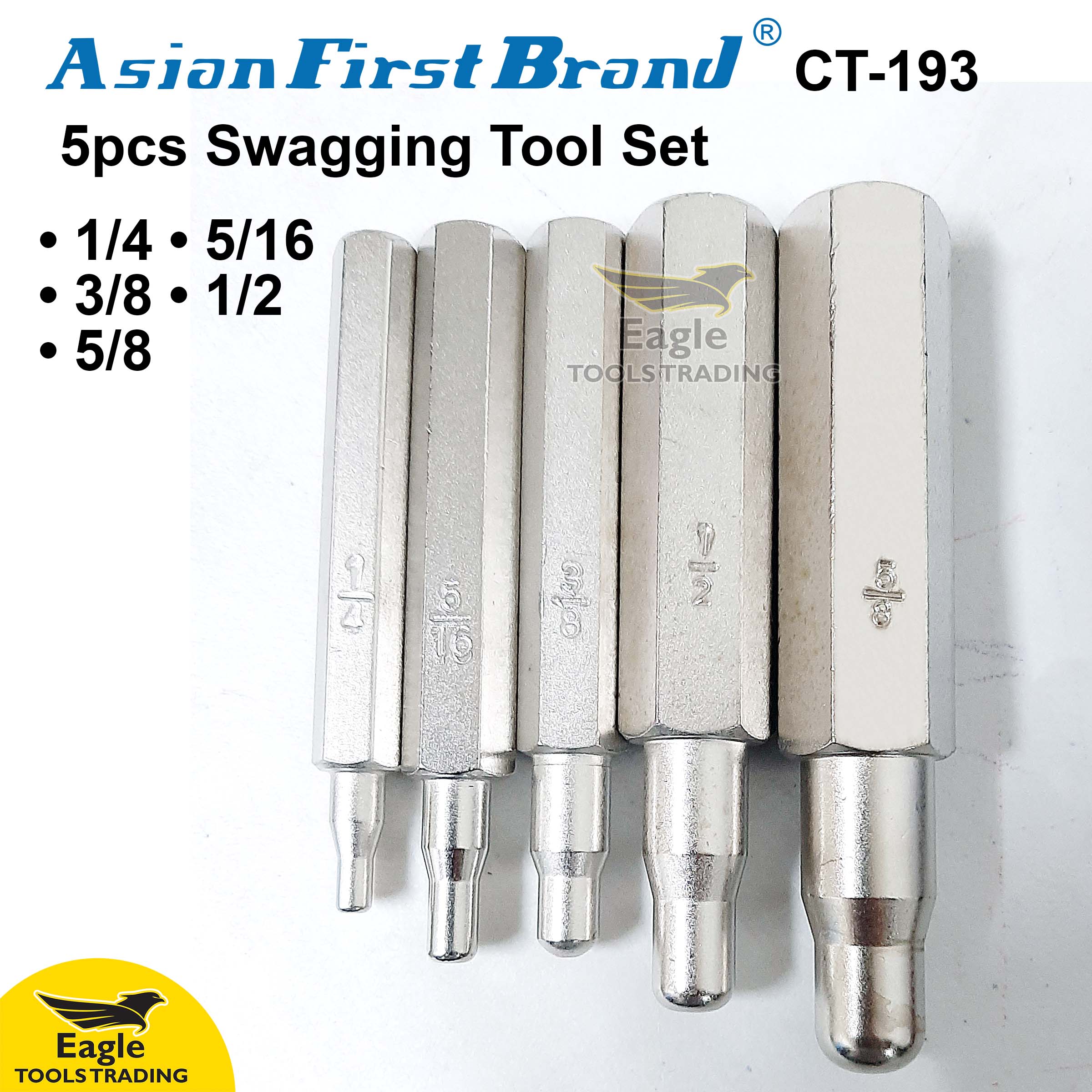 Asian First Brand 5 pcs Swagging Tool Set Swage Punch Kit with 5