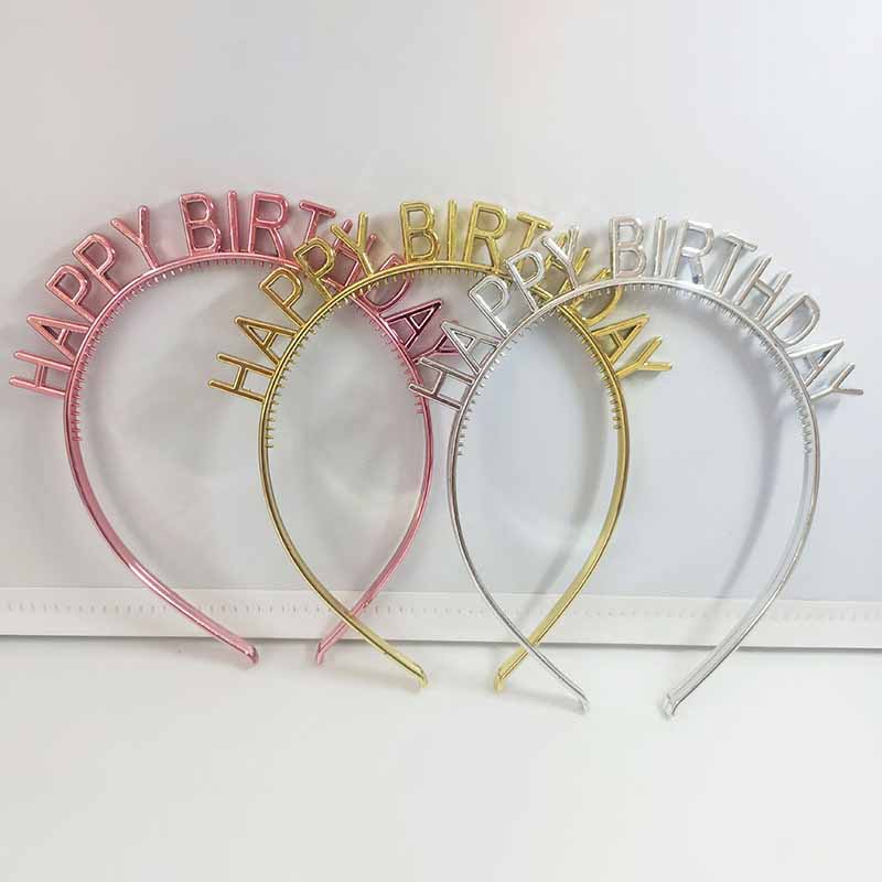 Yuumoo Gold Silver Happy Birthday Plastic Colorful Headband