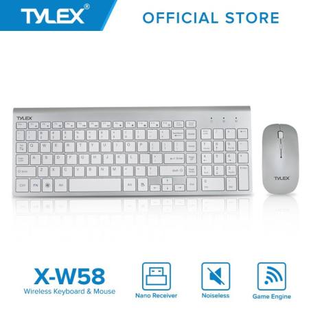 Tylex X-W58 Keyboard & Mouse Bundle Home & Office Wireless Combo Noiseless 2.4Ghz Bussiness Edition Karen PH