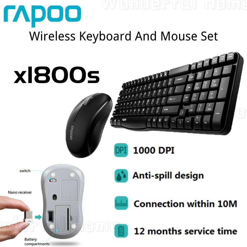 Philippines Stock】 Original Rapoo X1800S Wireless Keyboard&amp;Mouse Combos  With Waterproof for Computer Home Office PC laptop desktop | Lazada PH