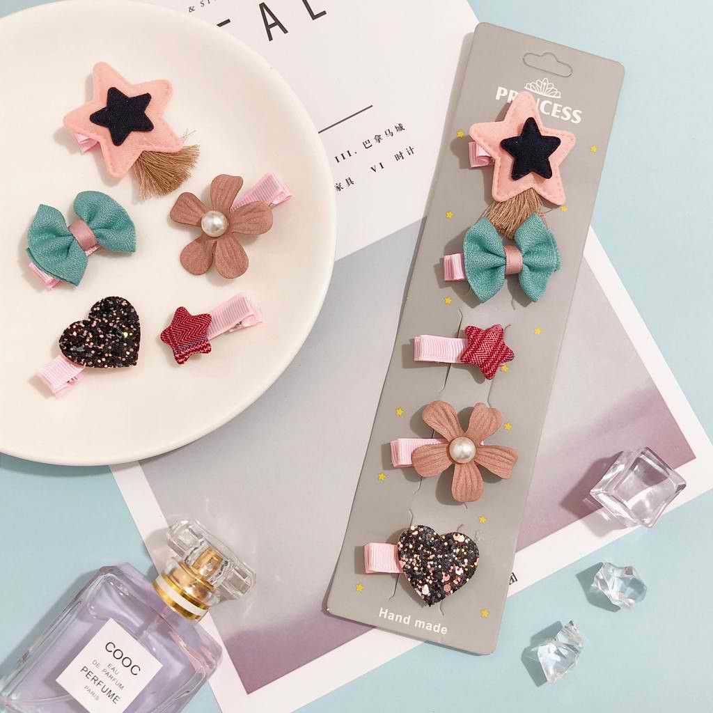 hand made korean style set of 5pcs hair clip on a card for kids for girls  fashion and cute | Lazada PH