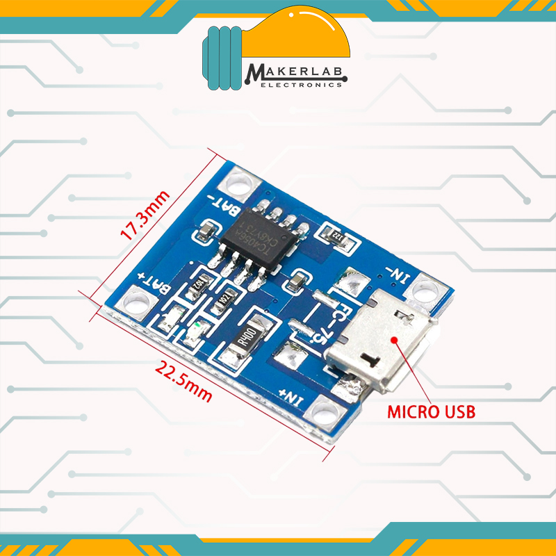Type C Micro USB 5V 1A 18650 TP4056 Lithium Battery Charger Module ...