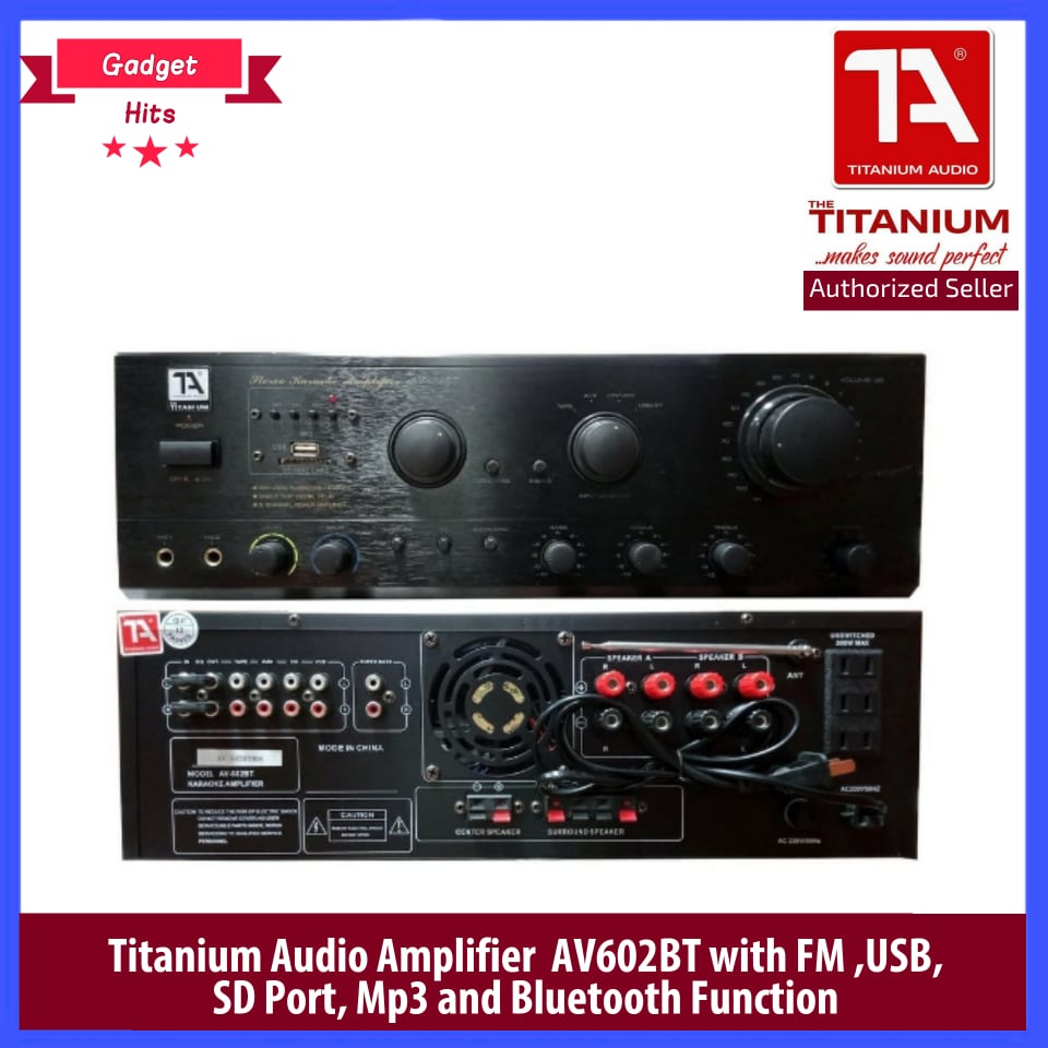 Titanium Audio Amplifiers AV602BT with FM USBSD port mp3 bluetooth