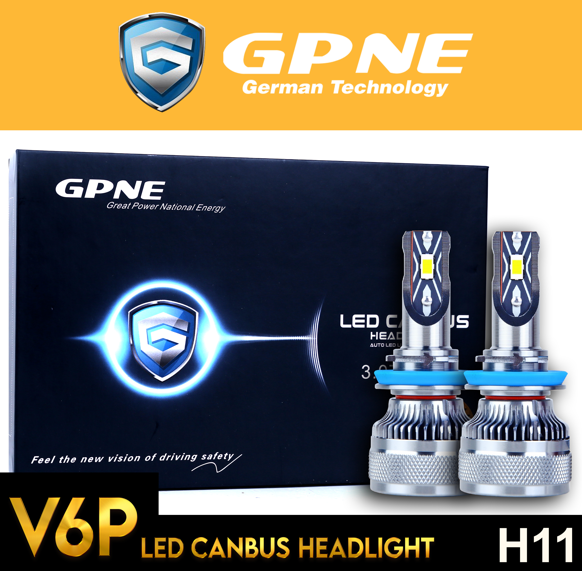 GPNE LED HEADLIGHT V6P SERIES H8 H9 H11 6000K WHITE PAIR/2PCS