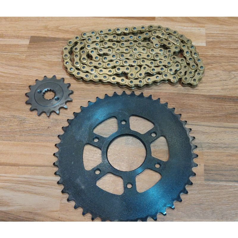 DOMINAR 400 CHAINSET CHAIN SPROCKET SET 1545 seamless GOLD CHAIN perfect power Lazada PH