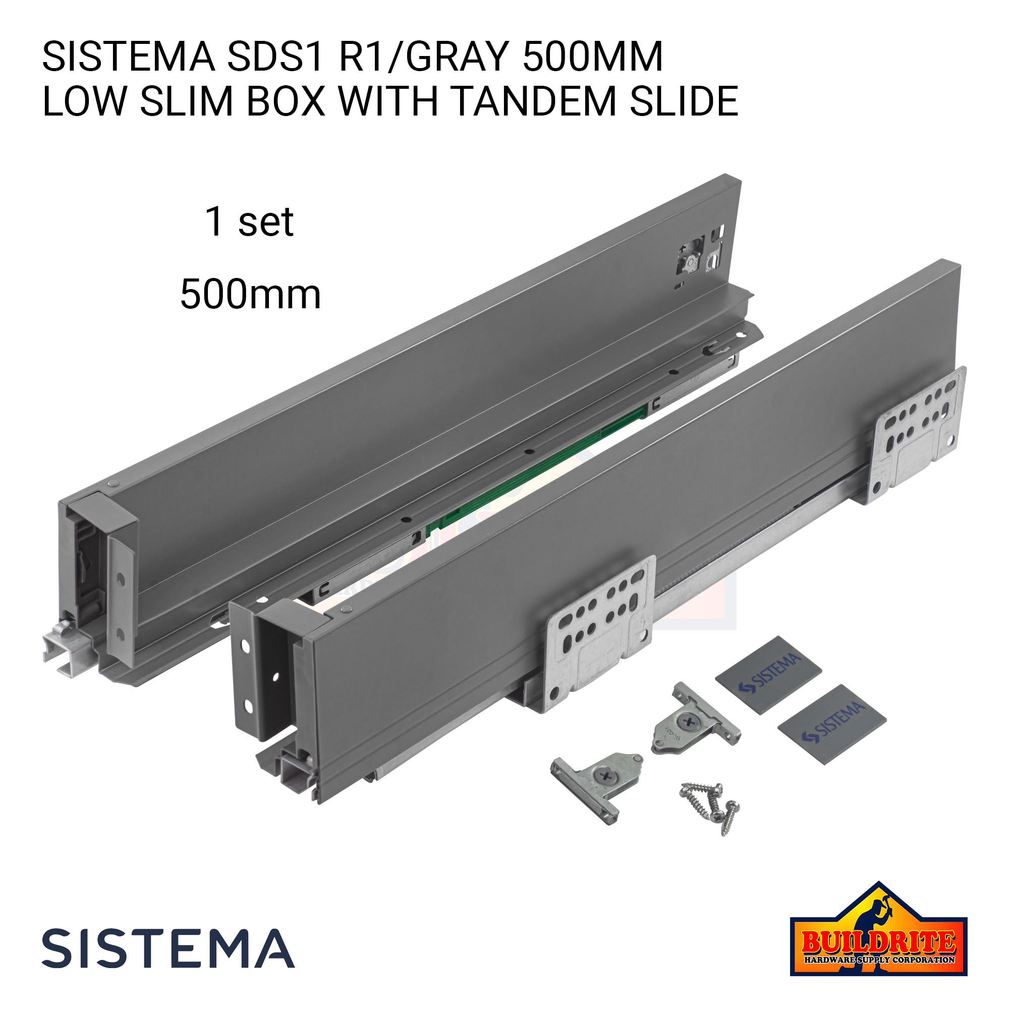 SISTEMA SDS1.IR/GRY 500mm(L) x 68mm(H) Iron/Gray Aluminum Sds1 Low Slim ...