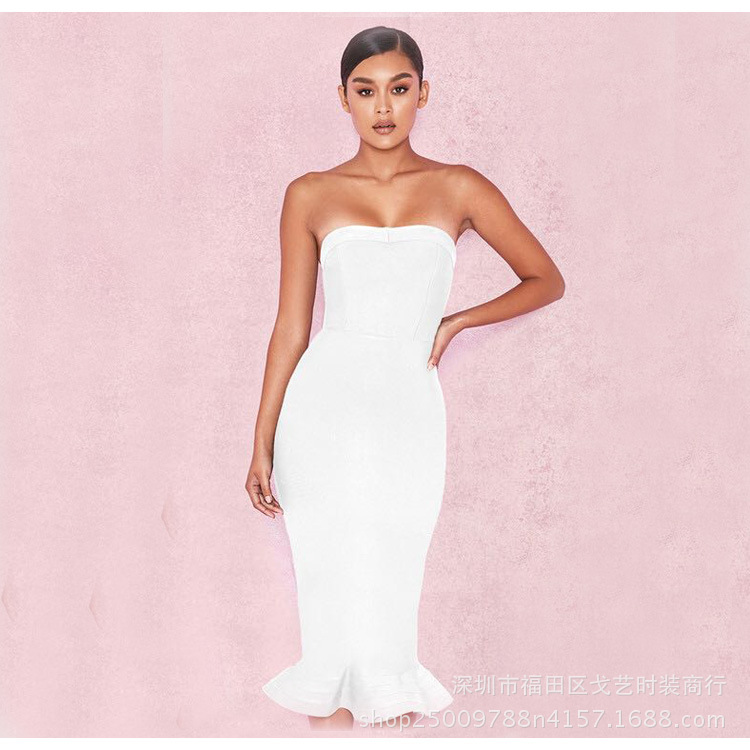 Open Shoulder Wrap Hip Blaster Fishtail Dress