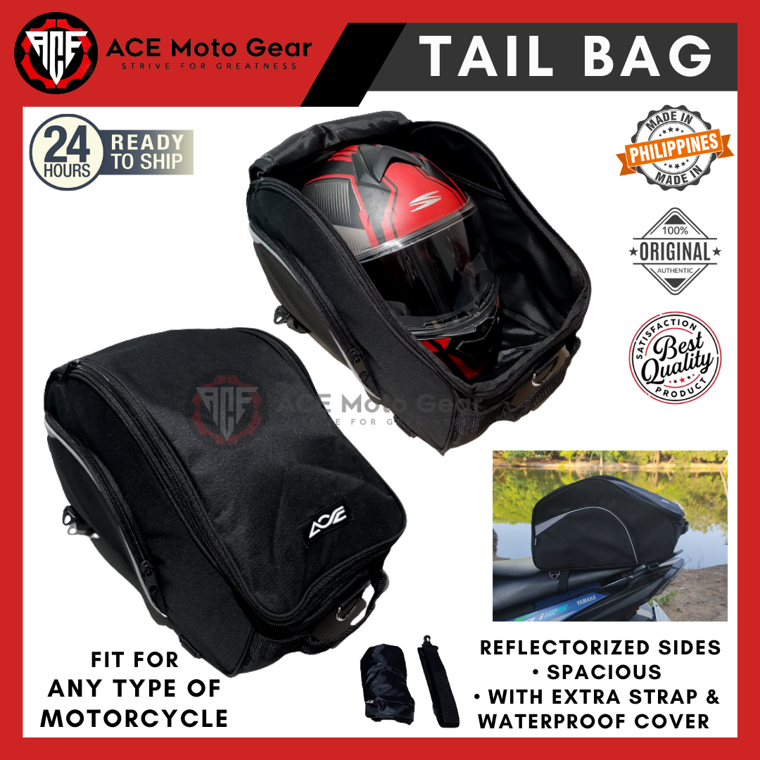 ACE Motorcycle Tail Bag with Rain Cover 