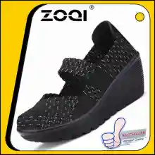ภาพขนาดย่อของภาพหน้าปกสินค้าZOQI รองเท้าแฟชั่นทั้งหมดตรงกับหนาด้านล่างเพิ่มความสูงรองเท้า Breathable และเหงื่อ - ดูดซับภายในประณีตทำด้วยมือทอเทคโนโลยีสวมใส่ - ความต้านทานและสะดวกสบาย Sole จากร้าน ZOQI official store บน Lazada