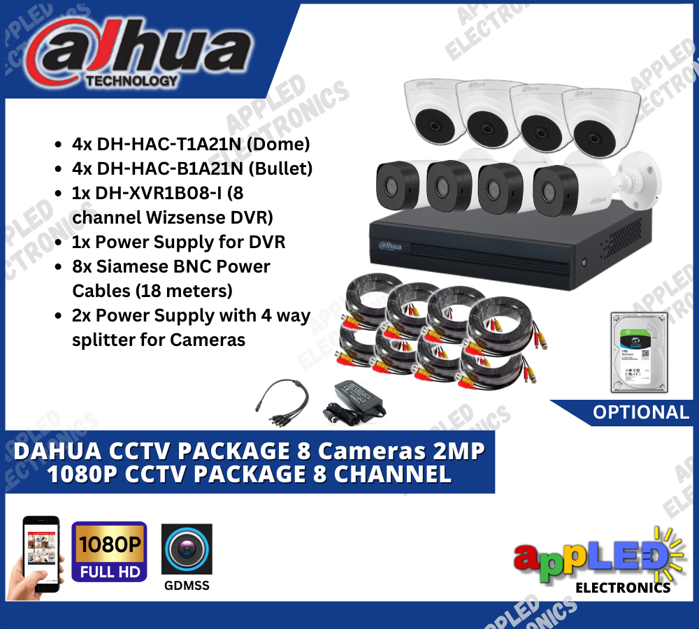 DAHUA CCTV PACKAGE 8 Cameras 2MP 1080P CCTV PACKAGE 8 CHANNEL Lazada PH